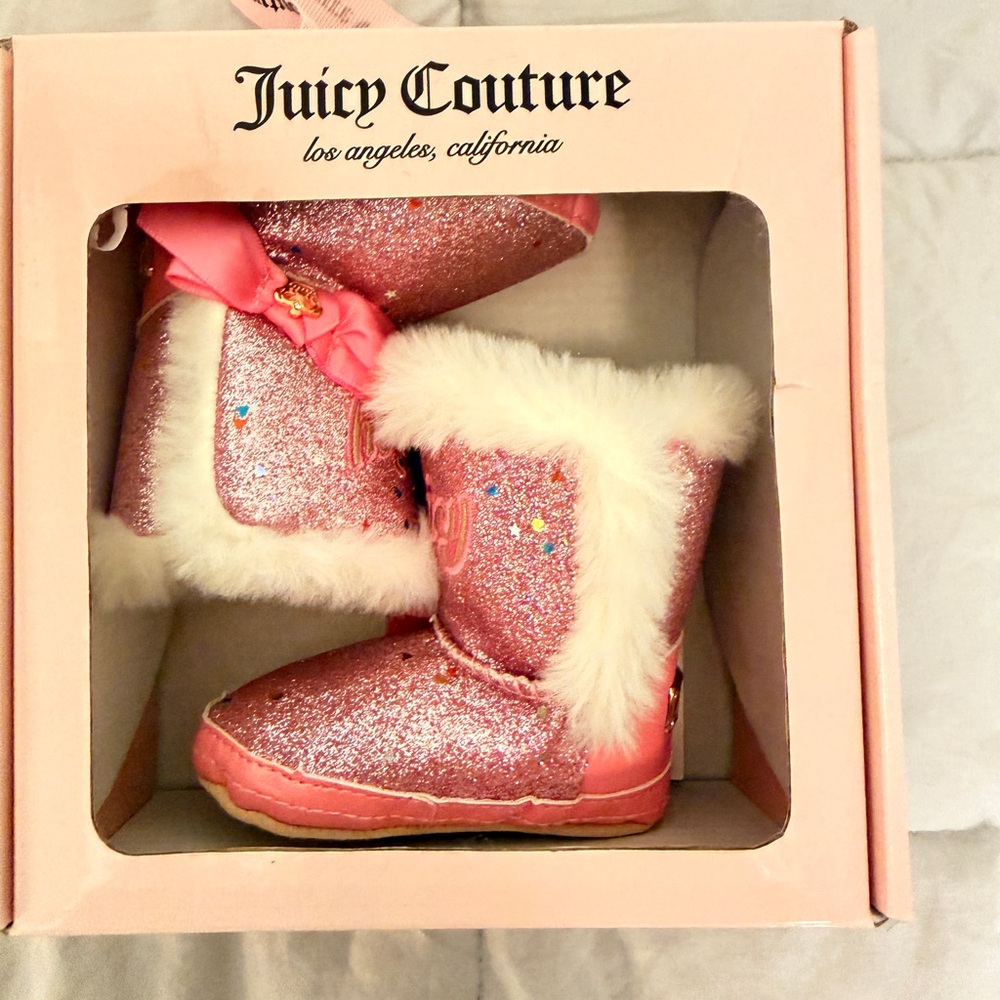 Juicy Couture Pink Sparkle Baby Booties